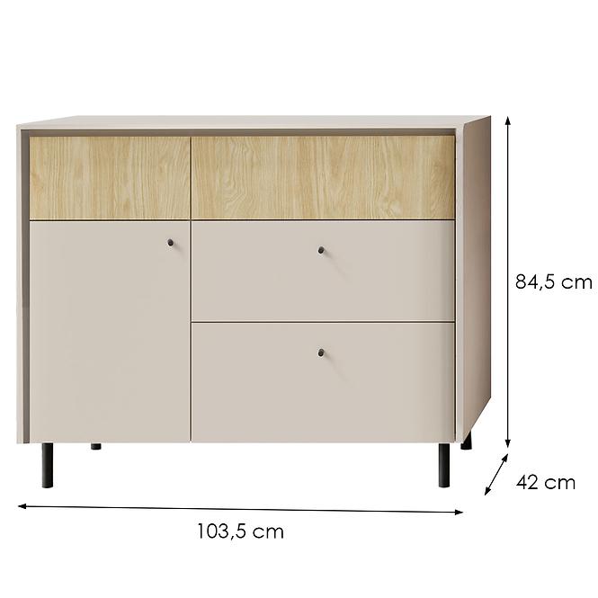 Komód Malta MA7 1D2S bézs/tölgy,2