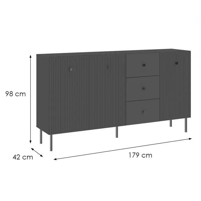 Komód Viena 3D3S Antracit