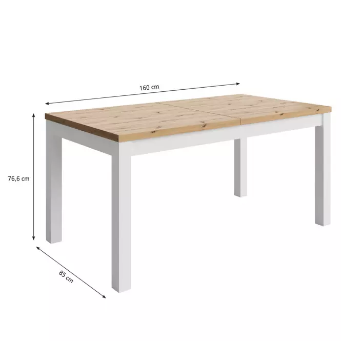 Asztal Agat 160+2x40 artisan/fehér