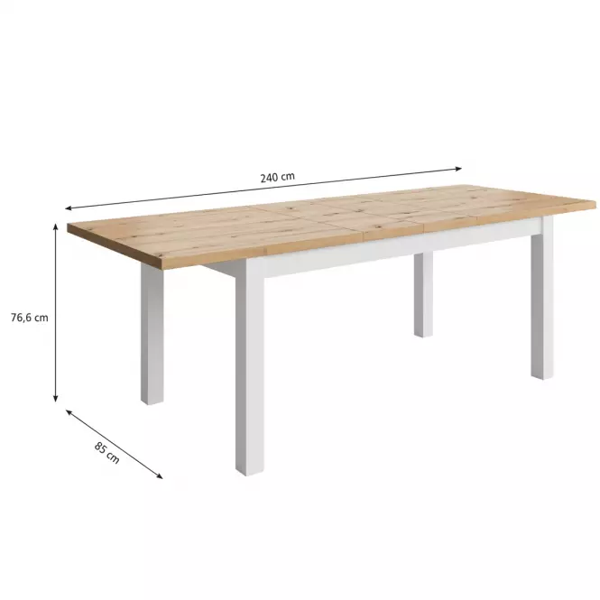 Asztal Agat 160+2x40 artisan/fehér