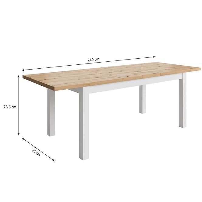 Asztal Agat 160+2x40 artisan/fehér,3