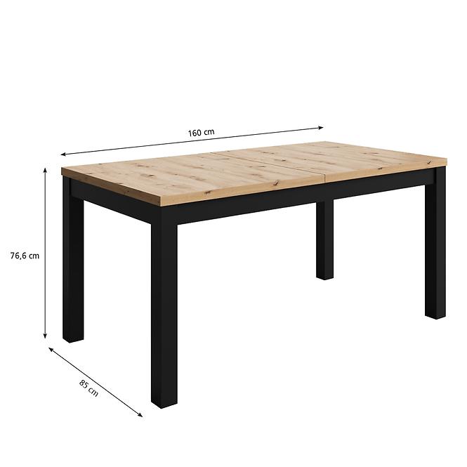 Asztal Agat 160+2x40 artisan/fekete,2