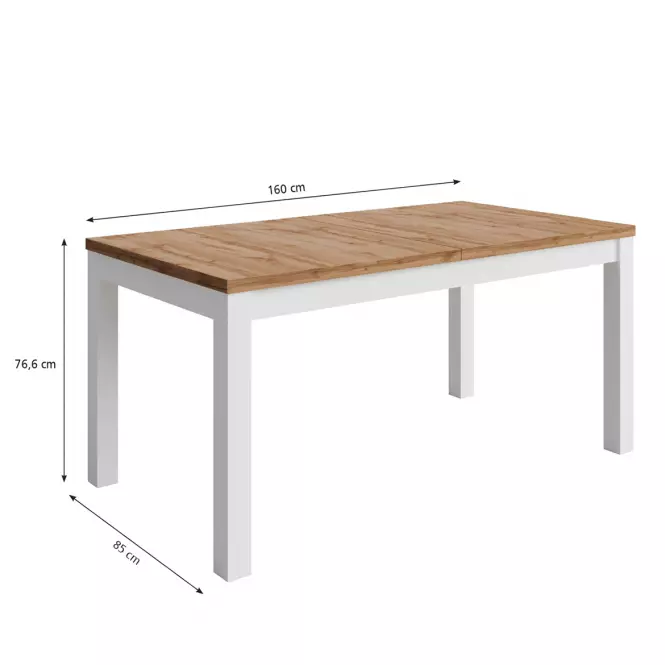 Asztal Agat 160+2x40 wotan/fehér