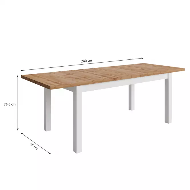 Asztal Agat 160+2x40 wotan/fehér,3