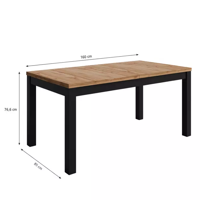 Asztal Agat 160+2x40 wotan/fekete