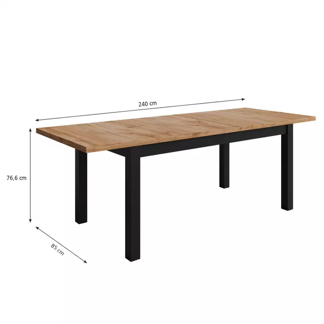 Asztal Agat 160+2x40 wotan/fekete