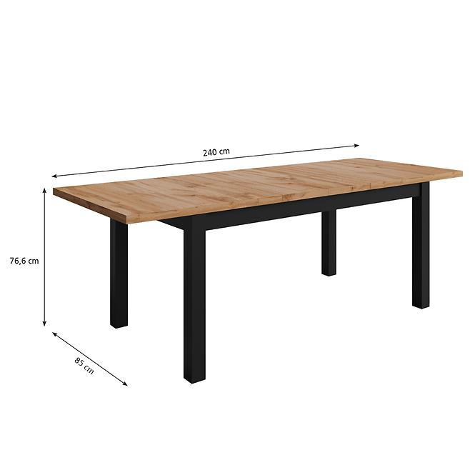Asztal Agat 160+2x40 wotan/fekete