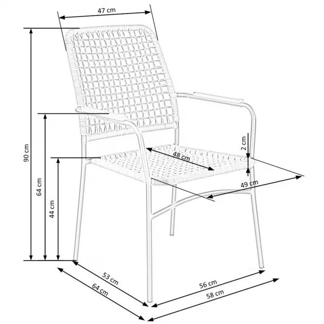 Szék K457 rattan barna/fekete,8