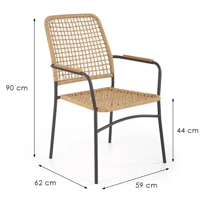 Szék K457 rattan barna/fekete