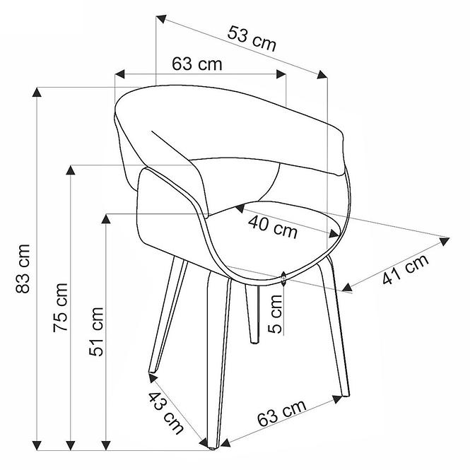 Szék K545 szürke/dió