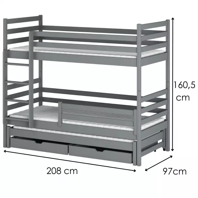 Ágy Luk 90x200 grey