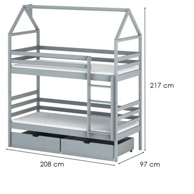 Víkendház Ágy Alex 90x200 grey