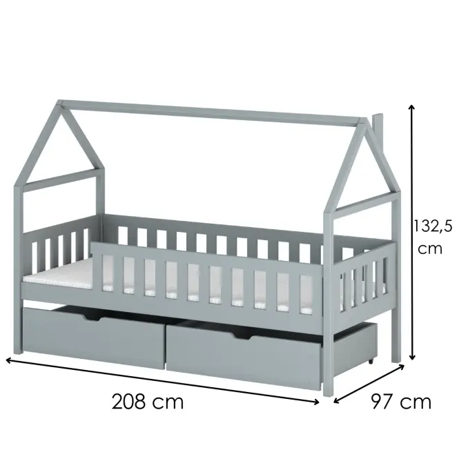 Víkendház Ágy Domi 90x200 grey