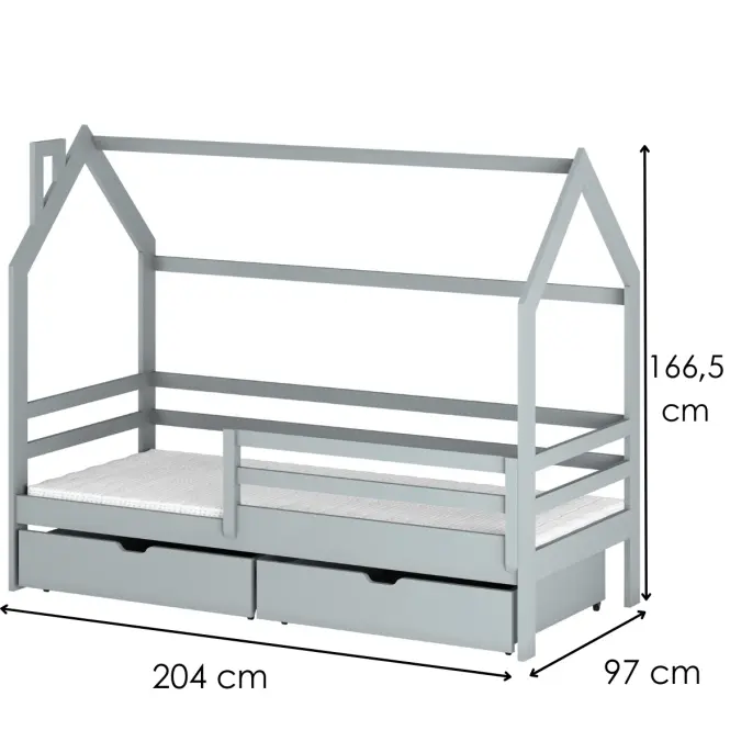 Víkendház Ágy Lila 90x200 grey,2
