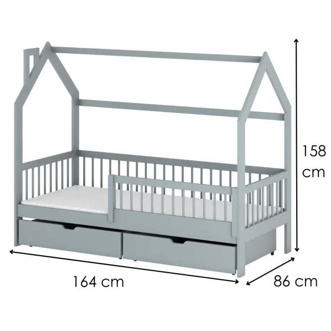 Víkendház Ágy Oskar 80x160 grey