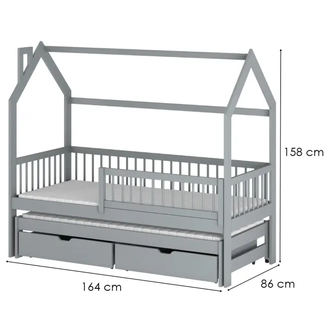 Víkendház Ágy Papi 80x160 grey,2
