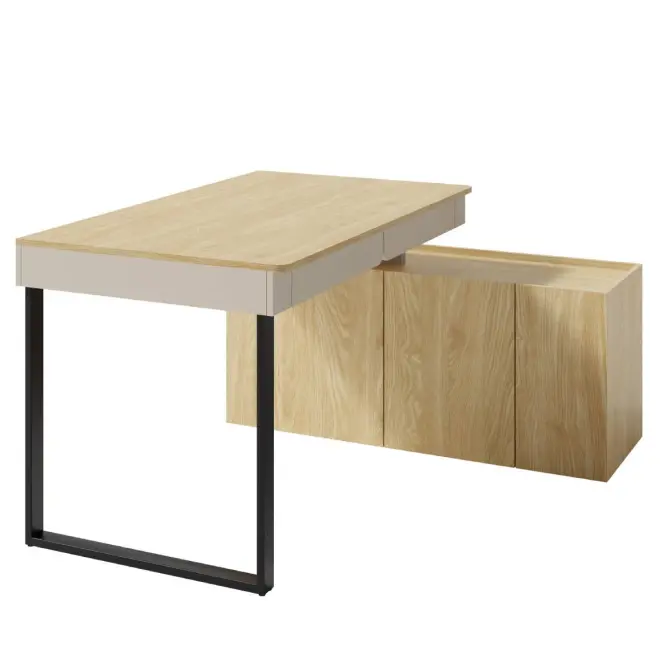 Íróasztal Luca LC10+Komód 3D bézs/tölgy