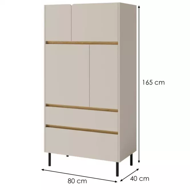 Vitrin Luca LC5 2S4D bézs/tölgy