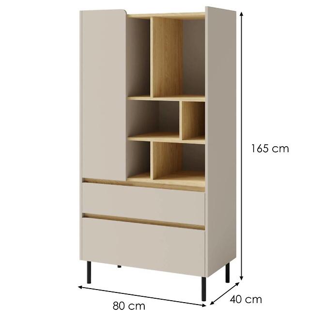 Vitrin Luca LC6 2S1D bézs/tölgy,2