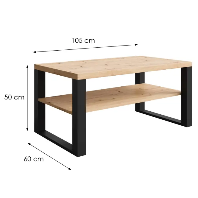 Dóhányzóasztal Mona 1050 + Falipolc artisan/fekete,2
