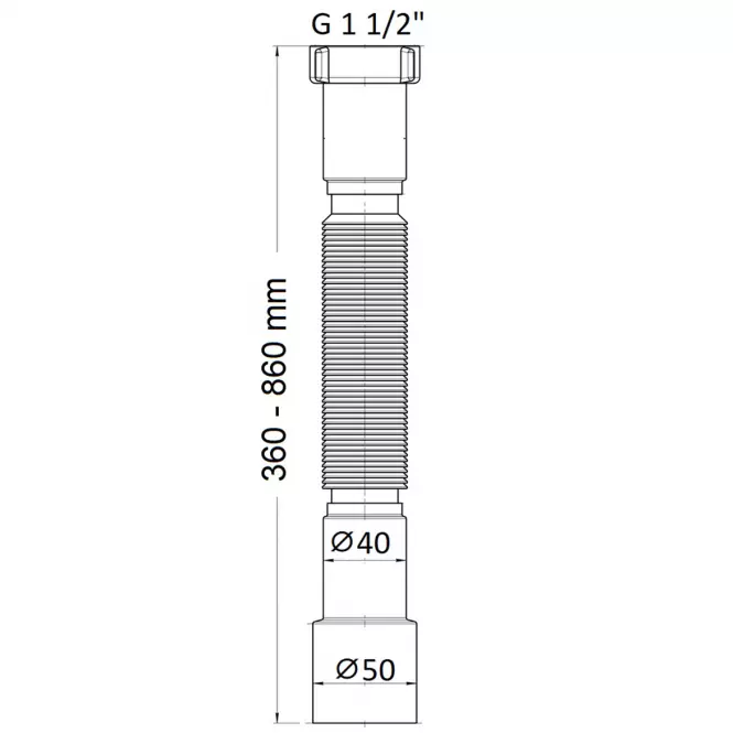 Univerzális mosdókagyló félszifon 6/4-es fémanyával, kifolyócső átmérő 40/50