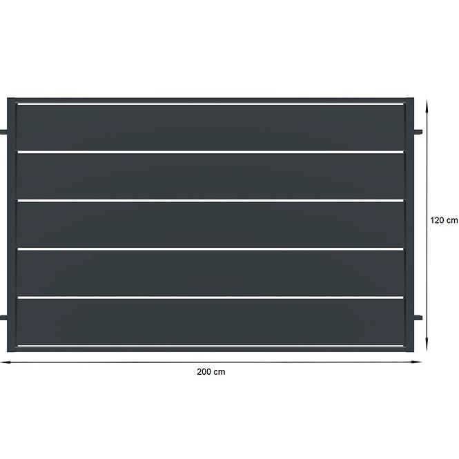 Kerítés panel Novara 2x1,20 ZN RAL7024 mat