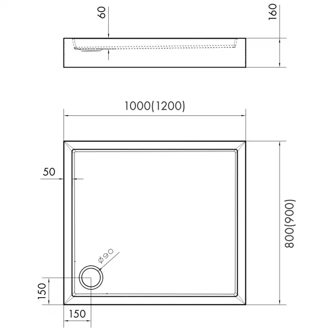 Téglalap alakú zuhanytálca Astrix 90x120 AQM4747