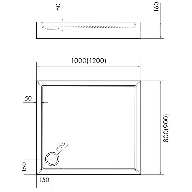 Téglalap alakú zuhanytálca Astrix 90x120 AQM4747