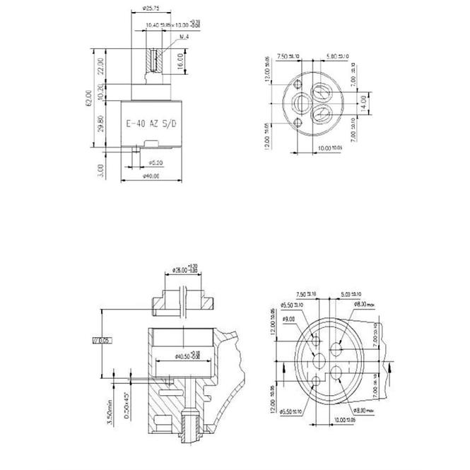 Sedal kerámia fej alacsony csaptelephez 40 MM,2