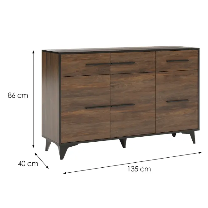 Komód Frida II K3D3S shirin walnut,2