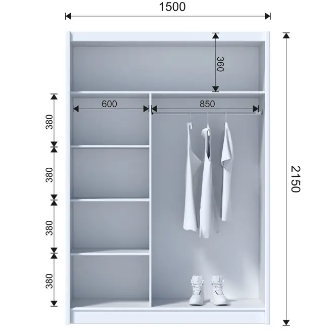 Szekrény Ladder 150 fekete/lamel tölgy craft,3