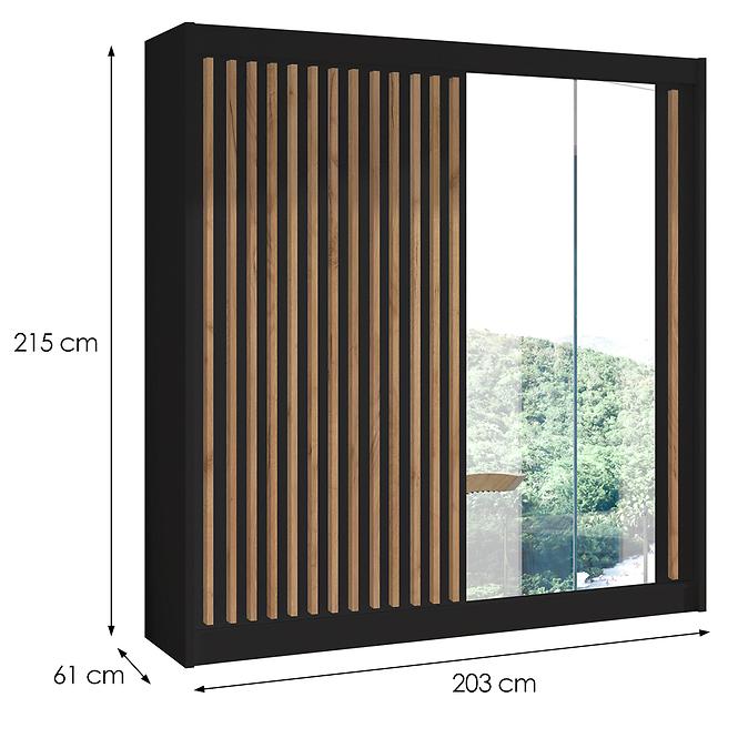 Szekrény Ladder 203 fekete/lamel tölgy craft,2