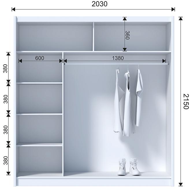 Szekrény Ladder 203 fekete/lamel tölgy craft