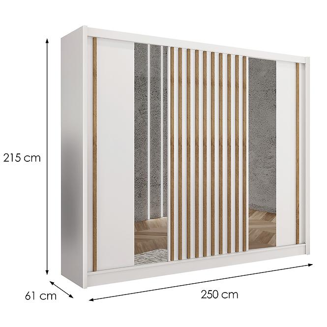 Szekrény Ladder 250 fehér/lamel tölgy craft