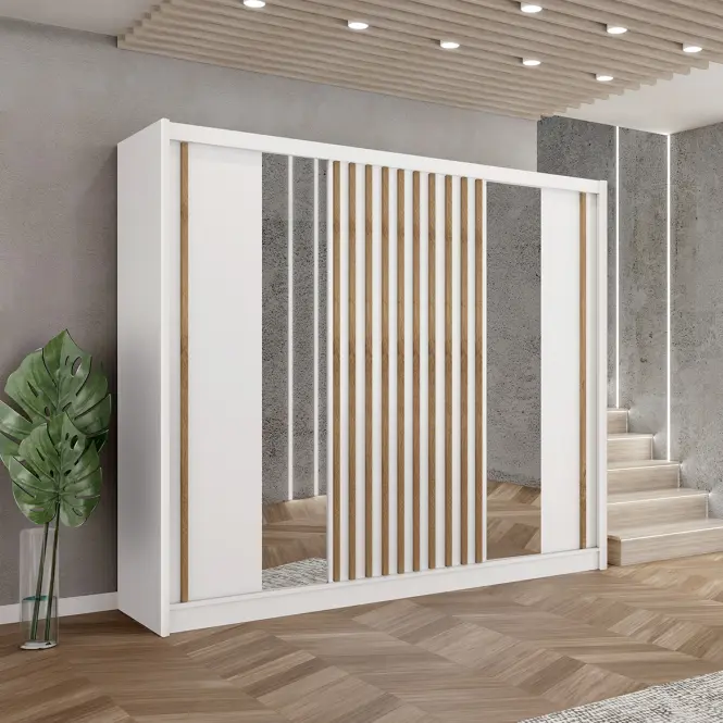 Szekrény Ladder 250 fehér/lamel tölgy craft,4