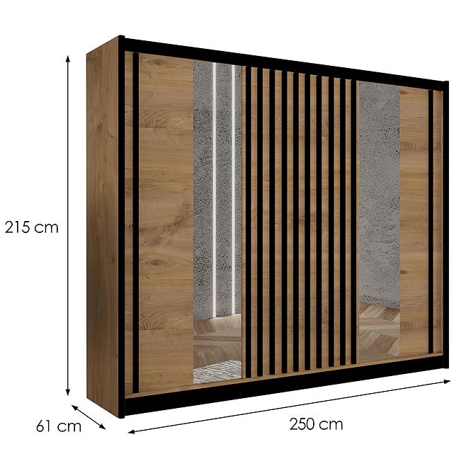 Szekrény Ladder 250 tölgy craft/lamel fekete