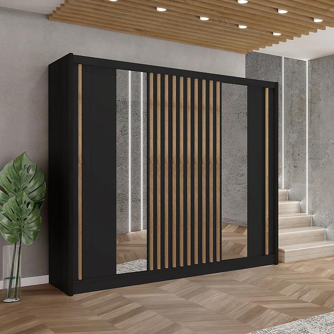 Szekrény Ladder 250 fekete/lamel tölgy craft