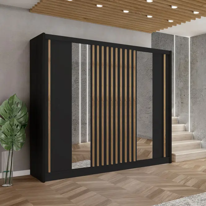 Szekrény Ladder 250 fekete/lamel tölgy craft,4