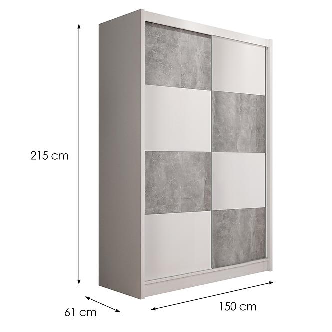 Szekrény DUO 150 fehér/beton