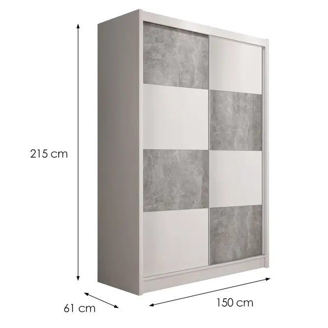 Szekrény DUO 150 fehér/beton,2
