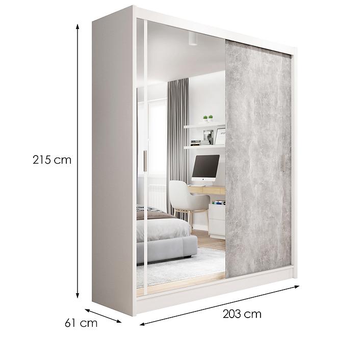 Szekrény Stone 203 fehér/beton