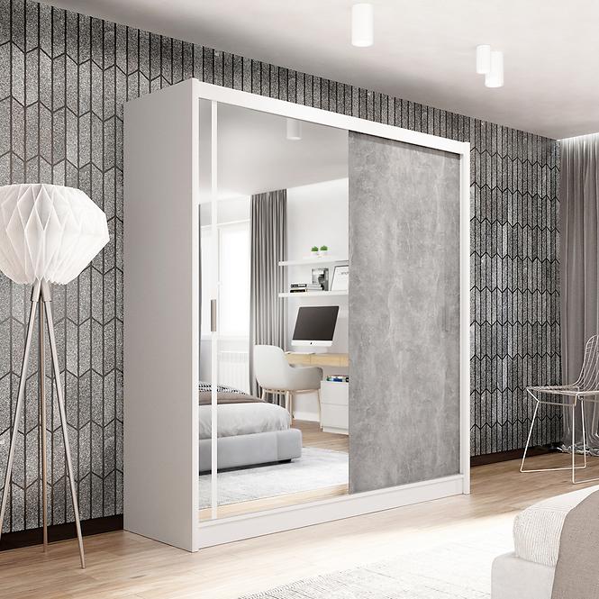 Szekrény Stone 203 fehér/beton