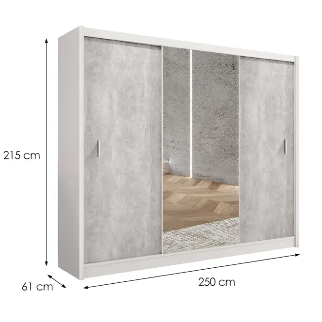 Szekrény Stone 250 fehér/beton