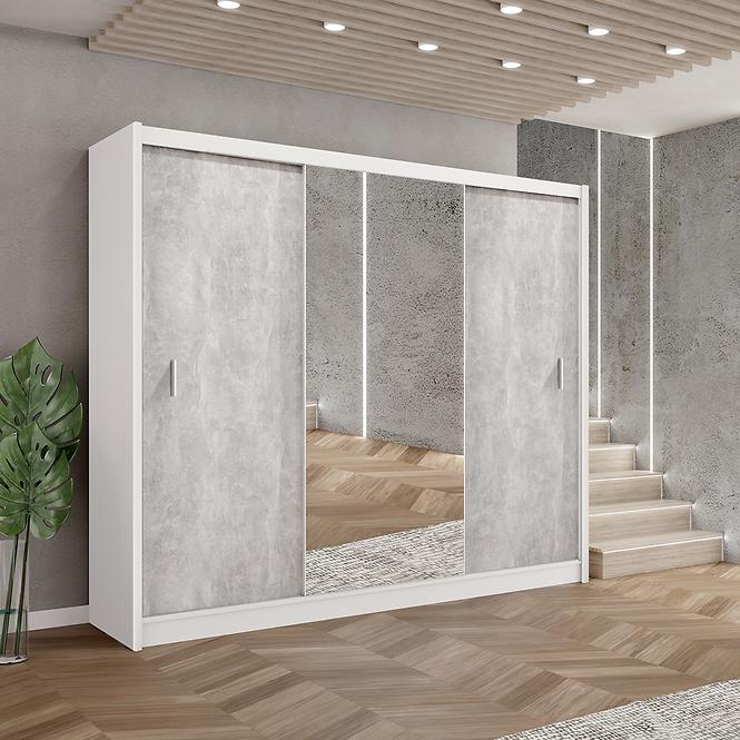 Szekrény Stone 250 fehér/beton