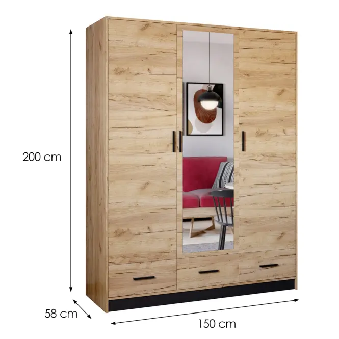 Szekrény Sophie 150 craft/fekete