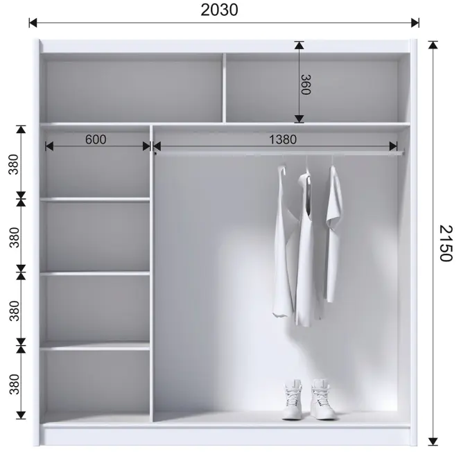 Szekrény Blanca 203 fehér/fehér ragyog