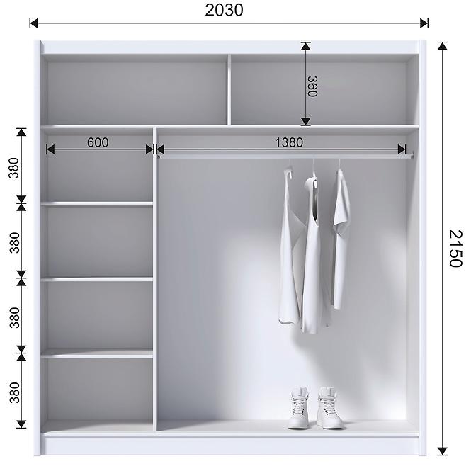 Szekrény Blanca 203 fehér/fehér ragyog