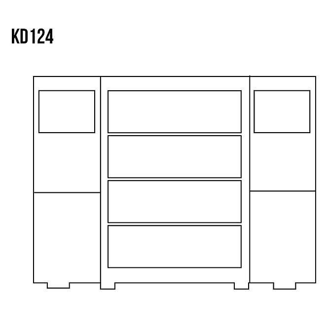Komód Fenyő KD124 nyers