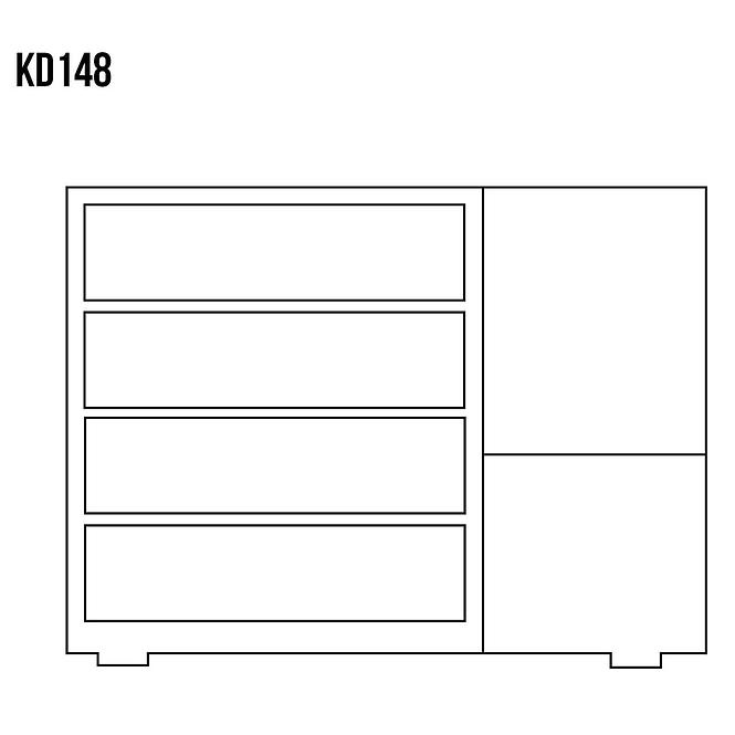 Komód Fenyő KD148 nyers