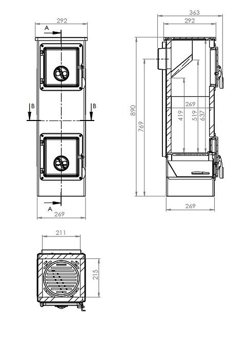 Acél Kályha EVA LUX 5,3 KW